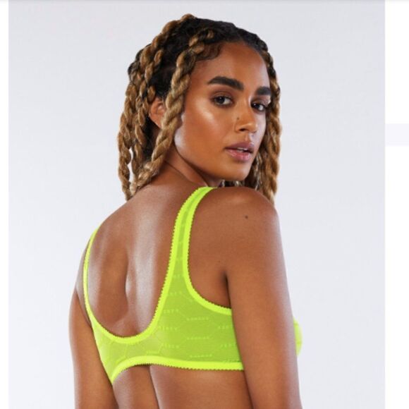 Savage X Fenty Size Small Flocked Logo Bralette Acid Green NWT - Picture 6 of 11